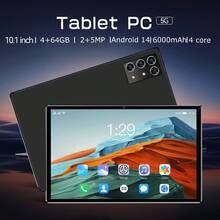 Qetupa 10.1英寸安卓14平板电脑，4GB RAM + 64GB/128GB ROM，MTK 6762四核2.0GHz处理器，高清(1280x800) IPS触控屏，200万像素前置摄像头和500万像素后置摄像头，6000mAh大容量电池，支持蓝牙5.2和802.11ac WiFi 5 - 黑色 - 查看 2