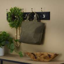 27 Inch Wall Mount Coat Rack With 5 Metal Hooks Stylish Storage Coats Keys Umbrellas Easy To Hang Versatile MDF Wood - 彩色 - 查看 10