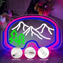 Ski Goggles Wall Decor Neon, Personalized LED Neon Sign With Adjustable Light Switch, Multifunctional Sports Adventure Sign Light For Skier Cave Bedroom Party, Birthday Gift, Plastic, Wall Mount, USB Powered Multicolor Glow - Multicolor - View 8