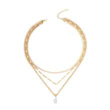 Gold Plated Pearl Necklace With Multiple Layers Of Personalized Snake Bone Collarbone Chain For Women