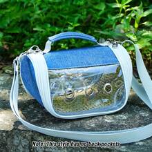 1 件便携式小动物背包，透气网眼，透明气泡窗，适合豚鼠、兔子、老鼠、鸟类，夏季旅行