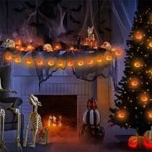 1 个 1.5M10LED/3M20LED 万圣节电池盒灯串，不含电池，具有南瓜、鬼、鬼眼、骷髅头等多种组合。万圣节装饰，适用于派对、房间和节日装饰万圣节装饰灯家居装饰派对装饰万圣节装饰房间装饰万圣节花园装饰礼物仙女 - 萬聖節燈串 - 查看 10