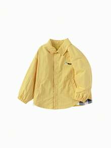 Balabala Kids Plaid Dog Print Jacket Fall 2025 – Soft Fleece Outerwear By BalaOne - Light Yellow - View 4