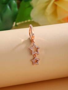1pc Fashionable Luxury Star Cubic Zirconia Navel Ring, Body Piercing Jewelry For Women, Party Accessory - Star - View 14