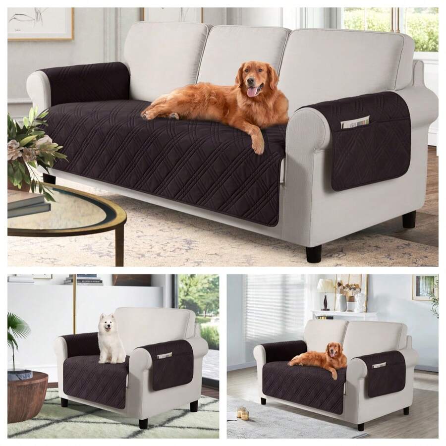 1/2/3 Seat Waterproof Sofa Covers With Non Slip Backing, Outdoor Cushion Covers Couch Covers With Side Pocket Washable Chair Covers Garden Furniture Protector For Cats Couch, Dog Bed