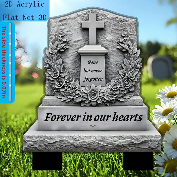 2D Flat, Bohemian Style Pet Memorial Plaque, Insertable, High Transparency, Anti-Scratch Water-Resistant, Lightweight Plastic, Goodbye To Fragility, Suitable For Valentine's Day, Anniversary, Cemetery, Pets, Loved Ones' Tombstones, No Power Required, 2D Flat, Random Style