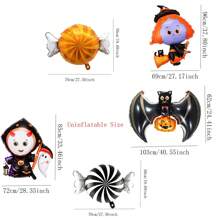 5 pezzi Set di palloncini a tema Ognissanti con forma di pipistrelli, zucche, stregoni e caramelle, decorazione per feste di Ognissanti e Giorno dei Morti