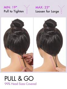 Glueless Pull Go Wigs With Elastic Drawstring 200% Straight 5x5 HD Lace Frontal Wigs Parting Max Full Lace Closure Human Hair Wig - Natural Black - 查看 7