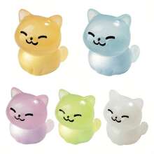 1-Pack Luminous Mini Cat Statue - Cute Resin Kitten Statue, Suitable For Home And Car Decoration, Perfect Holiday Gift, Random Color