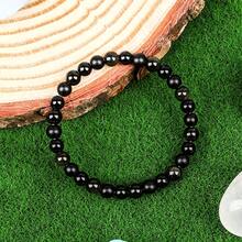 1pc Triple Protection Bracelet - Black Beryl, Golden Black Obsidian, Black Agate, Crystal Bracelet For Emotional Stability And Balance