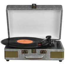 Vinyl Record Player 3-Speed Turntable With Bluetooth, Suitcase Portable Vintage Audio Turntable With Built-In Speakers, Black