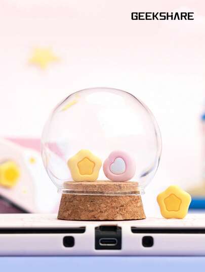 GeekShare 4入組/套心形和星形按鈕保護套,適用於switch / Oled / Lite