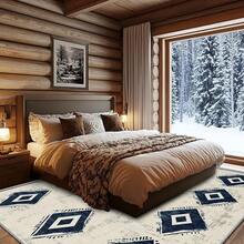 3x5 Rugs, 2x3 Rug, Southwestern Rustic Area Rug, Colorful Geometric Door, Washable & Non - Slip Small Carpet, Home Decor - 米色海軍藍 - 查看 3