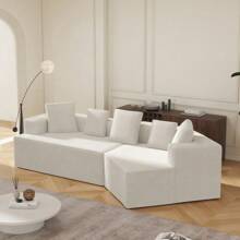 Divano angolare 3 posti, divani da soggiorno con 5 cuscini, divano componibile in velluto a coste senza struttura, divano compatto per soggiorno, studio