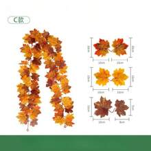 1 件/2 件枫叶花环 秋季花环 枫叶 78.74 英尺人造秋叶花环 人造秋叶悬挂藤蔓 适合室内室外家庭婚礼万圣节感恩节墙壁装饰