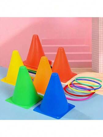 علامات مخروطية متعددة الوظائف وملونة، أدوات تدريب الرشاقة، معدات ألعاب إلقاء الحلقات، ألعاب تفاعلية برمي المخروطات، ألعاب خارجية، لوازم تدريب الحواس، هدايا للمناسبات