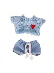 [仅衣服] 17cm 第二代 Sit-Sit Party 适合 心形毛衣+牛仔裤服装挂件
