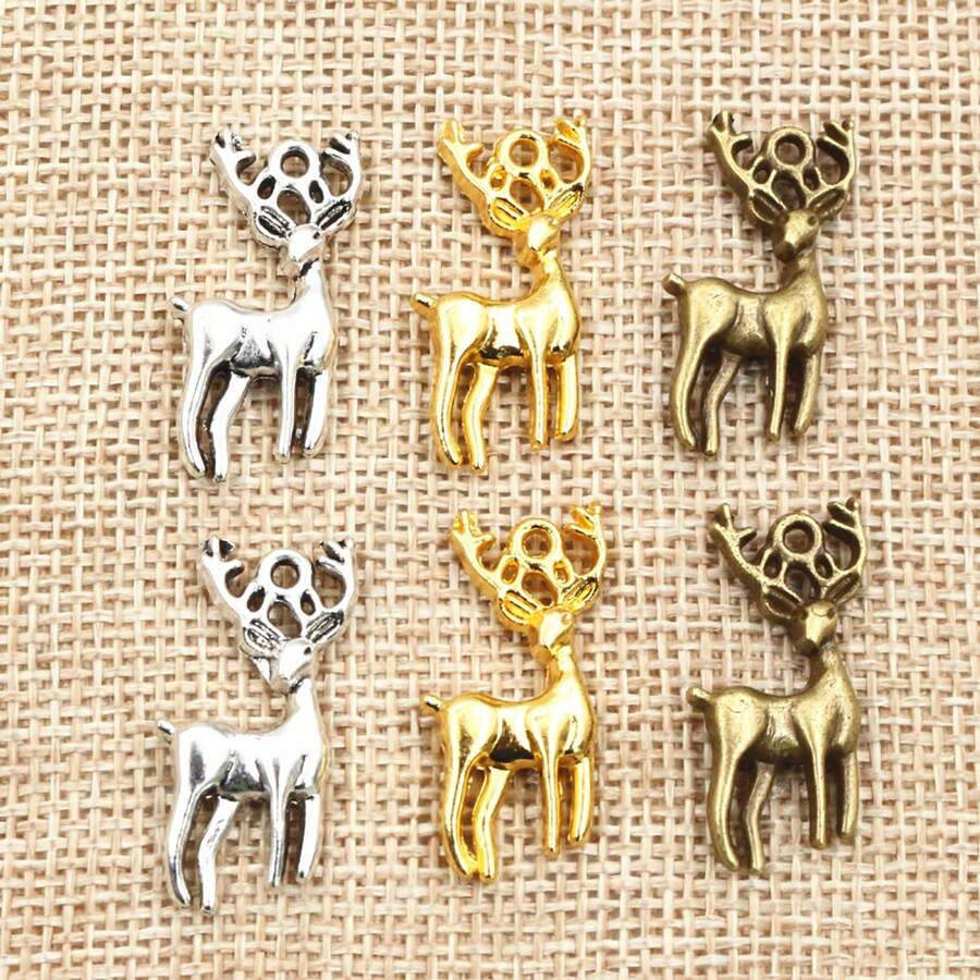 10pcs Christmas Deer Charms Pendant 27x18mm Alloy Metal DIY Jewelry Making Accessories Findings For Necklace Keychains - Deer - View 1