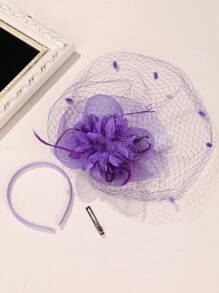 1顶优雅羽毛扇形礼帽，适合茶会、赛马日、派对等各种场合，四季皆宜。 - 62129寶藍色 - 查看 11