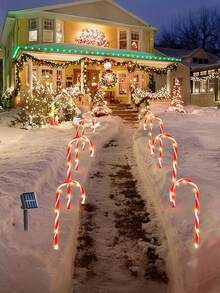 1 Solar Christmas Candy Stick Light. This Is An Outdoor Waterproof Solar-Powered LED Christmas Candy Stick Decorative Light With 8 Lighting Modes. It Is Suitable For Christmas Tree Decoration, Christmas Scene Gardens, Corridors, Patios, Backyards, Lawns, Courtyards, Fences, Sidewalks, Steps, And Decorations In Outdoor Environments. - Candy Cane - View 12