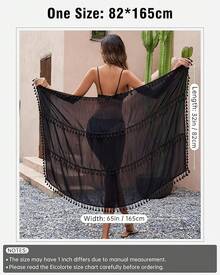 Eicolorte Sarong Cover Up Womens Beach Cover Up Bikini Bathing Suit Swimsuit Swimwear Coverup Sarong Pareo Wraps Women - A-黑色 - 查看 6