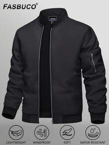 KEFITEVD Men's Spring/Spring/Winter Casual Jacket Polyester Fabric Soft, Lightweight And Comfortable Lapel Collar Windproof And Waterproof Multi-Function Pockets Open Flap Open Flap Outdoor Baseball Climbing Hiking Fishing Camping Daily Work Jacket - 黑色 - 查看 1