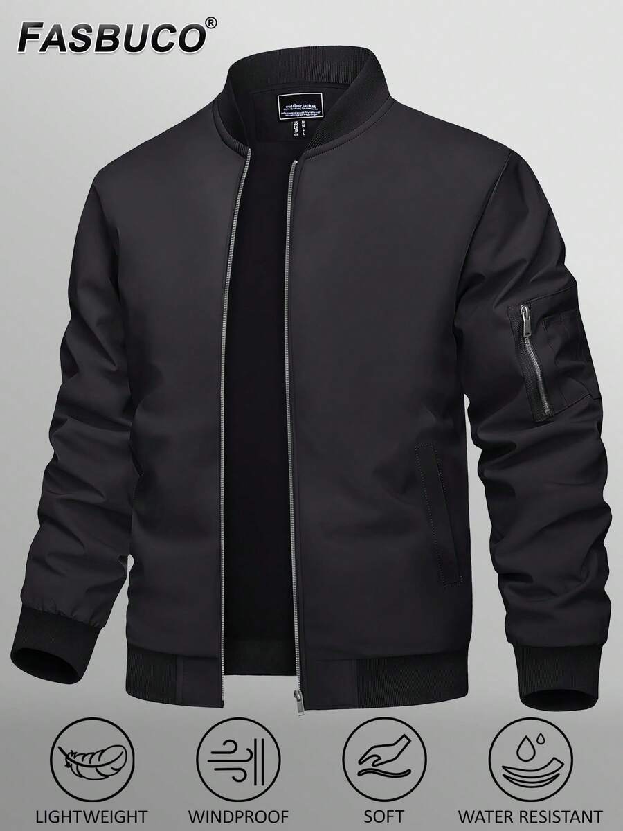 KEFITEVD Men's Spring/Spring/Winter Casual Jacket Polyester Fabric Soft, Lightweight And Comfortable Lapel Collar Windproof And Waterproof Multi-Function Pockets Open Flap Open Flap Outdoor Baseball Climbing Hiking Fishing Camping Daily Work Jacket - 黑色 - 查看 1