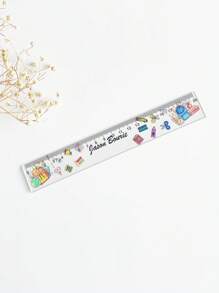 1pc Personalized Cartoon Transparent Acrylic 7.87 Inch Ruler With Centimeter Scale, Easy To Read Measuring Stationery Suitable For School And Office,For School Supplies,Back To School