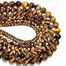 Cuentas de ojo de tigre amarillo natural (1 tira, 4, 6, 8 y 10 mm): cuentas sueltas redondas vibrantes para hacer joyas, proyectos de bricolaje, accesorios artesanales y creaciones con cuentas de moda. Perfectas para crear pulseras, collares y más. - Café integral - Ver 3