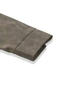 Men Casual Distressed Jacket, Stand Collar Zipper, Suitable For Daily Wear & Commuting, Fall