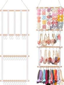 1 pieza Organizador colgante de clips para el cabello de niños, clips para el cabello de niñas, organizador de scrunchies y accesorios con montaje en pared, regalo de cumpleaños para bebés, regalo de bautizo para bebés - Blanco - Ver 12