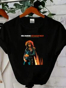 180g Pure Cotton Hot August By Night Neil Diamond T Shirt Crunchy Granola Suite Cracklin' Rosie Top For Everyday Wear Print Round Neck Short Sleeve Streetwear Graphic Versatile Soft Fashion Unisex Summer Casual Stylish For Men Breathable For Women Comfortable Slightly Stretched Designer Clothes