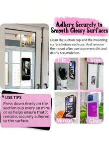 Juego de 3 piezas de soporte de teléfono con ventosa en forma de corazón de silicona, soporte de pared multifuncional con ventosa cuadrada antideslizante apto para la mayoría de los teléfonos, perfecto para fotografía en casa y al aire libre, soporte de teléfono portátil y móvil