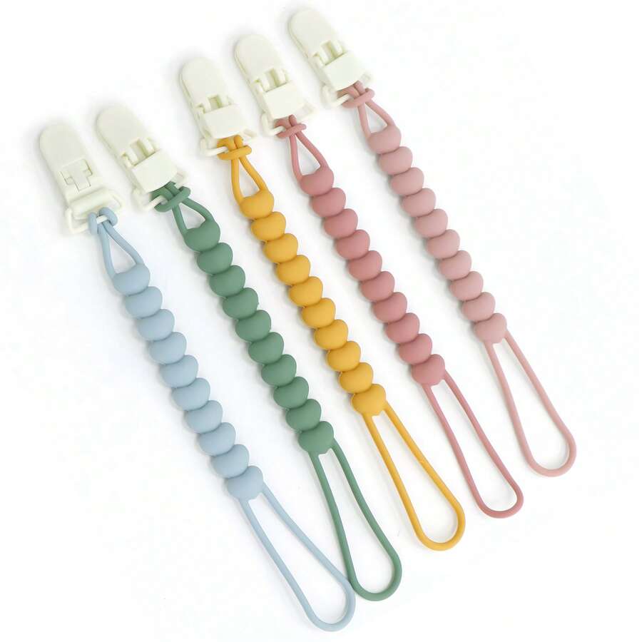 1pc Teether Anti-Lost Chain With Clip, Baby Pacifier, Chewable Silicone Anti-Lost Rope, Suitable For Baby Boys And Baby Girls, Can Be Used In Strollers, High Chairs, Cribs, Hanging Baskets, Car Seats - Multicolor - View 1