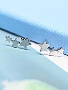 suteyi 星形裝飾耳釘 - 銀色 - 查看 6