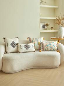 1 buc. Față de pernă decorativă cu broderie geometrică marocană boemă, pentru sufragerie, dormitor, petrecere, toate anotimpurile