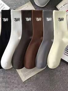 1/5 đôi tất chữ ngẫu nhiên cho nam, tất dài cho nam, tất thời trang cho nam, tất dài thường ngày và thể thao cho nam, tất mềm mại và thoải mái phù hợp với mọi mùa, trang phục hàng ngày và du lịch - Nhiều màu - Xem 2