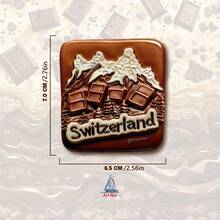 1 pieza Imán de nevera con Hito de Suiza, Chocolate suizo 3D de resina, Tren alpino y Chalé de montaña, Recuerdo de Berna, Decoración de hogar y oficina, Regalo