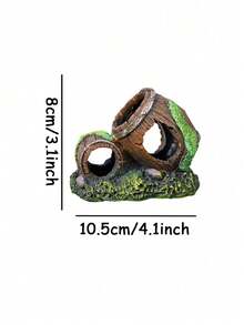 1pc Resin Realistic Moss Covered Barrel Aquarium Decoration, Creative Ornament For Fish Tank, Hiding Cave For Fish And Shrimp - Multicolor - View 15