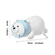 Miniso 1个白色泰迪熊毛绒玩偶，卧姿，柔软舒适，富有弹性，细节精致，可作枕头或装饰品，适合作为生日或节日礼物 - 藍白色 - 查看 9