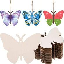Unfinished Wooden Butterfly Shapes, Wooden Butterfly Crafts For DIY Decoration, Coloring & Painting Material, Wooden Silhouette, Home Decor, Hanging Ornament - Multicolor - View 5