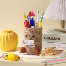 New Hand - Crochet Potato Pen Holder: Positive Vibes, Creative Desk Decor - Potato Pen Holder - View 1