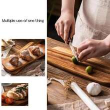 1块木质砧板，切菜板，肉类板，奶酪和熟食板，适用于肉类、奶酪、面包、蔬菜和水果，带手柄，适合家庭和宿舍使用，厨房用具，圣诞礼物 - 杏色 - 查看 8