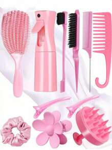 11pcs/Fashionable Men's And Women's Dry And Wet Shell Rib Comb Set, Hair Tool Set, Hair Comb Set, Makeup, Pointed Tail Comb, Mouse Tail Comb, Side Brush, Hair Brush, Hairpin, Hair Ring, Wide Tooth Comb, (6.8 Oz/200 Ml) Multi-Functional Small High-Pressure Continuous Spray Water Replenishing Travel Makeup Bottle, Suitable For Hairdressers, Hairdressers, Family And Outdoor Travel, Is The Best Personalized Gift During The Festival, Claw Clips, Gifts