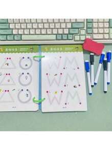 1 Set Reusable Educational Workbook With 2 Pens And 1 Eraser Board - Perfect For Children Drawing And Control Training, 2025 New Year Gifts, Christmas Gifts