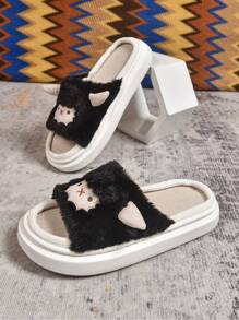 Classic Fashion Men's Summer Cartoon Sheep Thick Sole Indoor Home Slippers, Couples Anti-Slip Breathable Open Toe Outdoor Wear Slippers