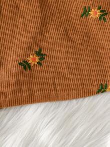 2 件幼儿女童套装：长袖 T 恤上衣 + 花卉印花连体裙，秋冬 - 棕色 - 查看 2