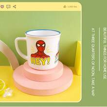 Marvel Mundwasser Becher Haushalt einfach kreativ Q Version Studenten Einzelgriff Becher, Badezimmer Zahnbürstenbecher mit Griff, Iron Man Becher