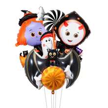5 pezzi Set di palloncini a tema Ognissanti con forma di pipistrelli, zucche, stregoni e caramelle, decorazione per feste di Ognissanti e Giorno dei Morti