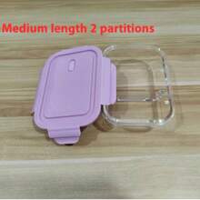 1 pieza Recipiente de almacenamiento de alimentos de vidrio apto para microondas, caja de almuerzo aislada, tazón de vidrio organizador de cocina, tapas de color aleatorio (Nota: Las tapas no son aptas para microondas) - Multicolor - Ver 22